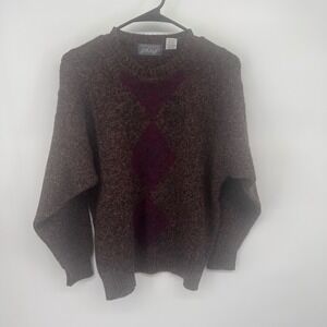Lord‎ & Taylor Kensington Collection Mens Shetland Wool Argyle Sweater Size M